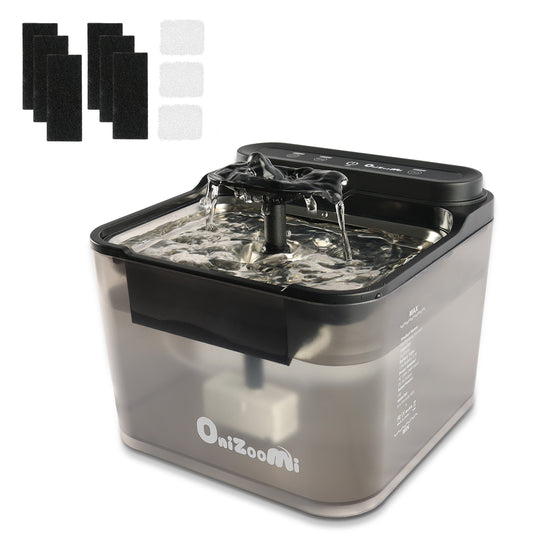 Onizoomi Smart Stainless Steel Bowl Automatic Cat & Dog Water Fountain, Black, 12-Cup