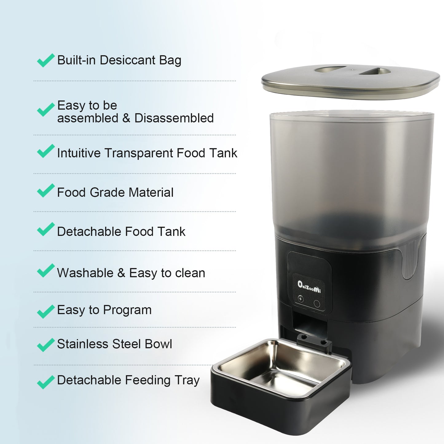 Onizoomi Smart Stainless Steel Bowl Automatic Cat & Dog Feeder, 25-Cup
