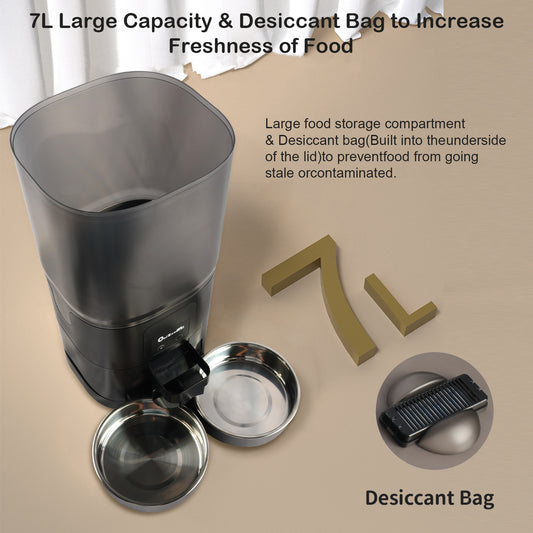 Onizoomi Smart WiFi Automatic Dual Bowl Cat & Dog Feeder, 30-Cup