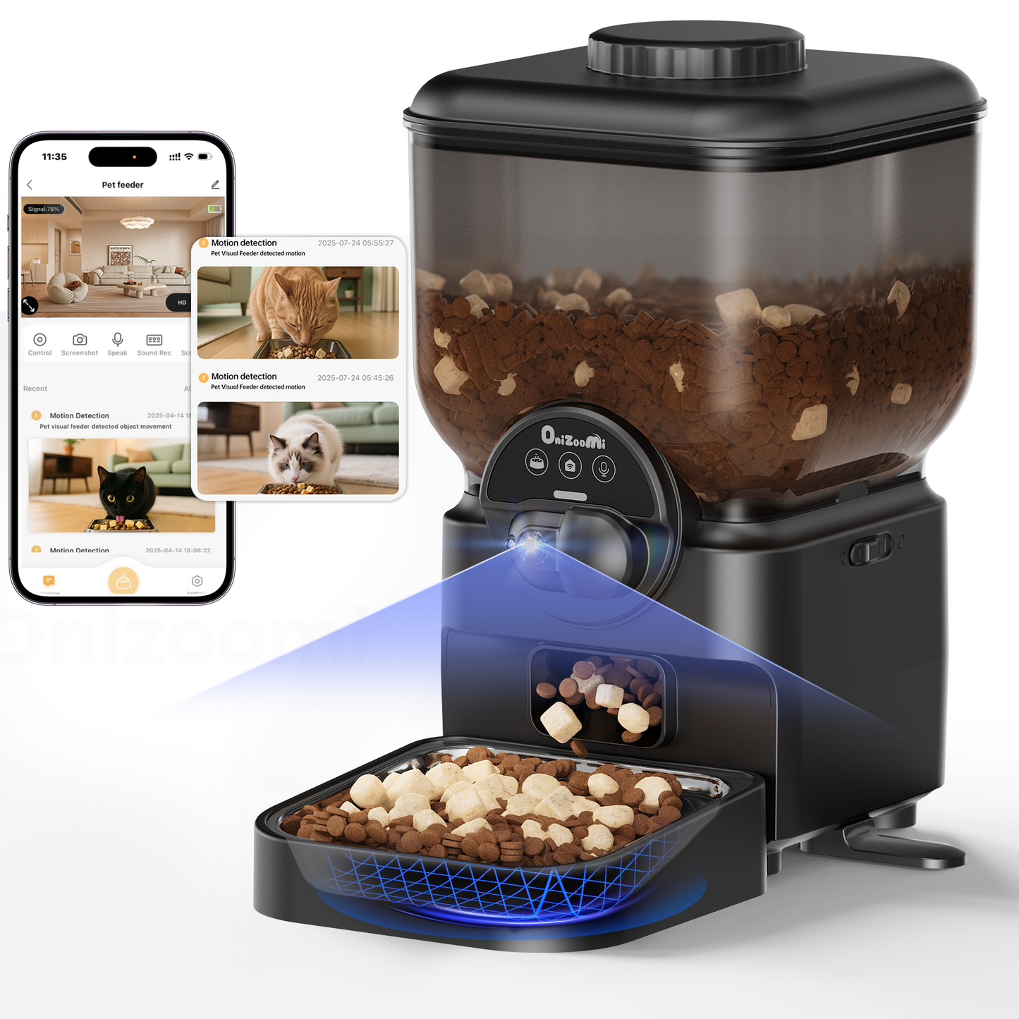 ONIZOOMI Magic Box Automatic Dog & Cat Feeder, HD Camera vision, 25-cup