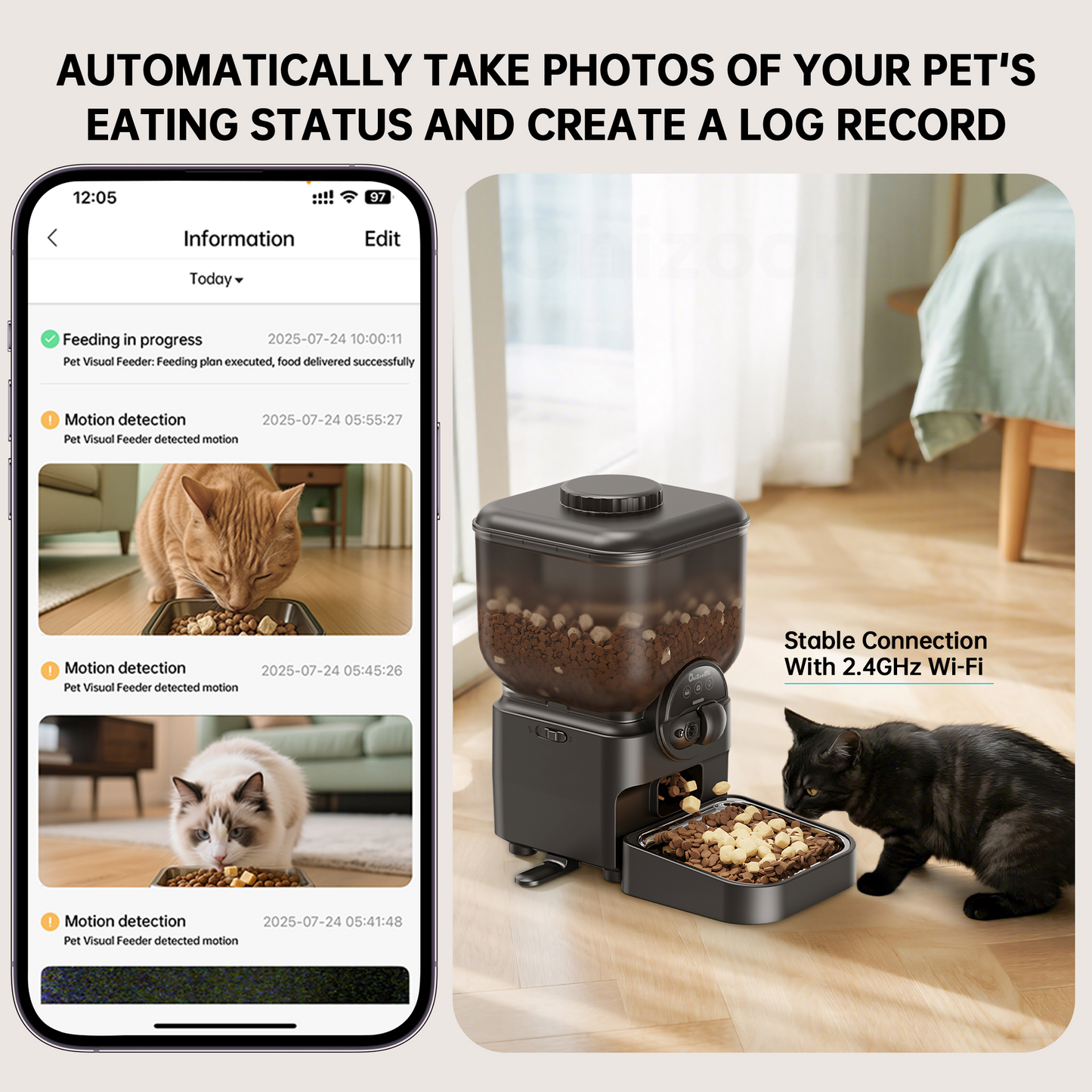 ONIZOOMI Magic Box Automatic Dog & Cat Feeder, HD Camera vision, 25-cup