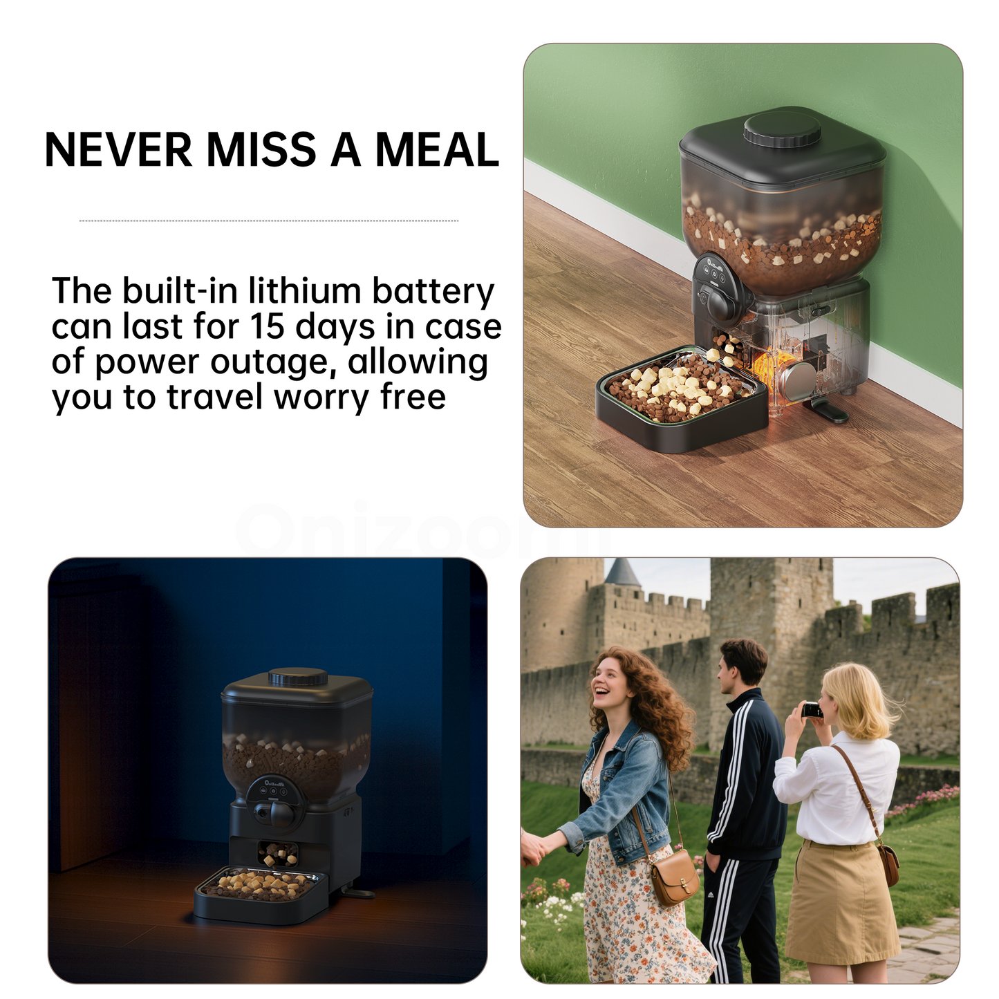 ONIZOOMI Magic Box Automatic Dog & Cat Feeder, HD Camera vision, 25-cup