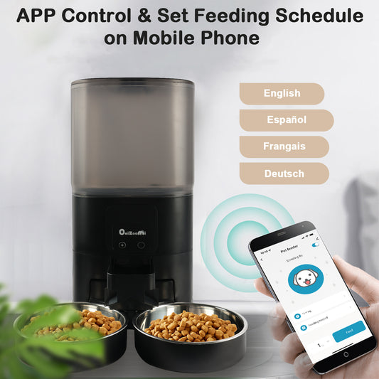 Onizoomi Smart WiFi Automatic Dual Bowl Cat & Dog Feeder, 30-Cup