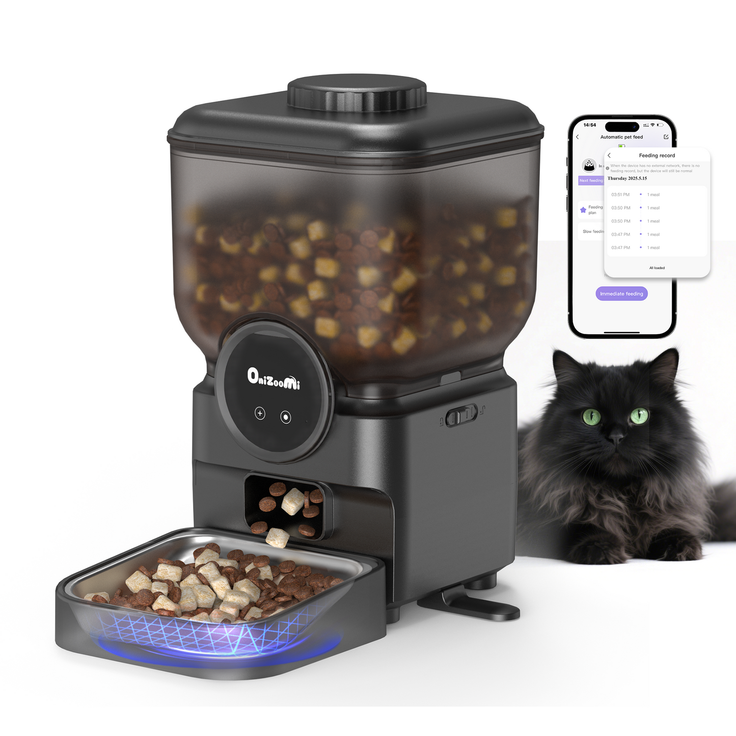 ONIZOOMI Magic Box Automatic Dog & Cat Feeder, Wi-Fi vision, 25-cup