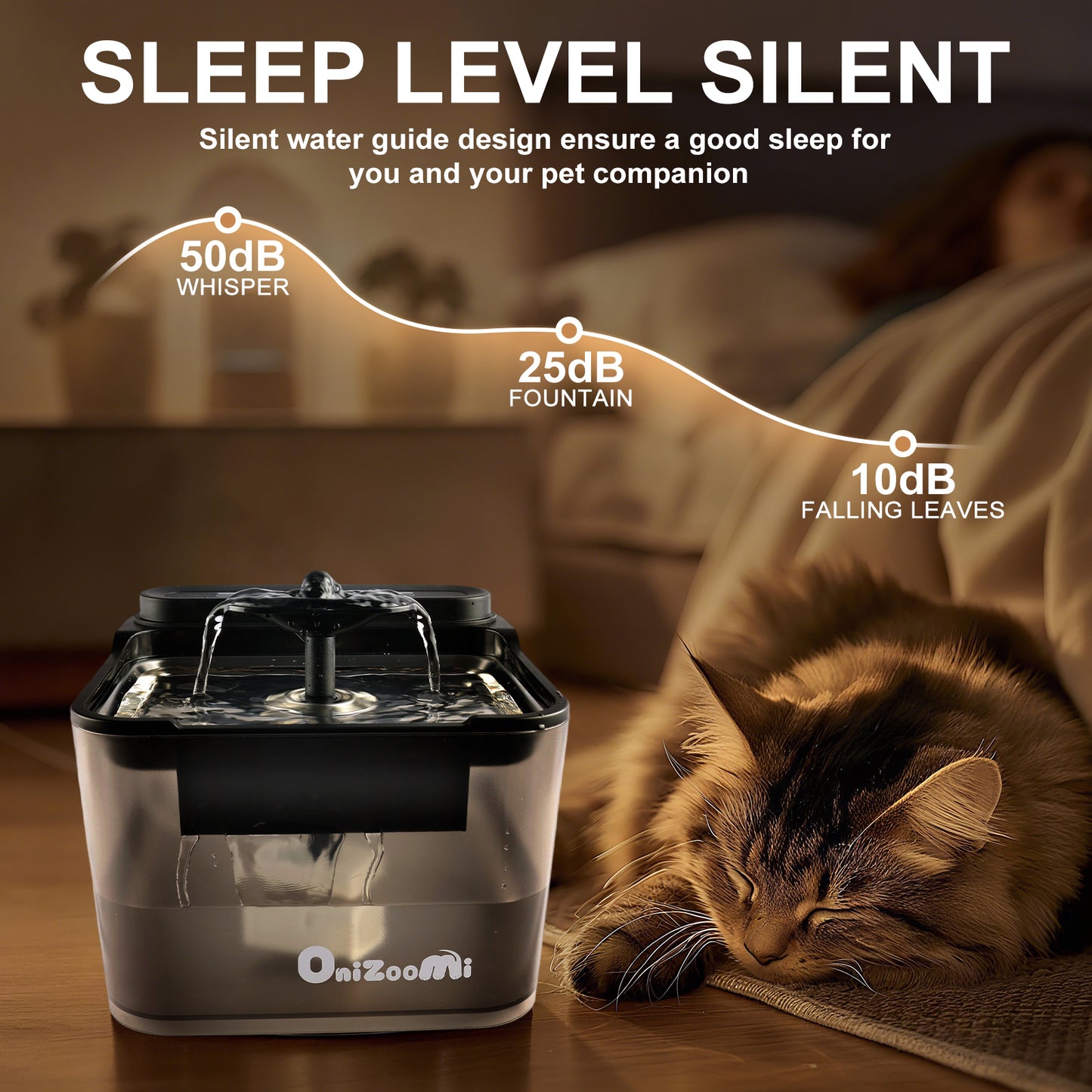 Onizoomi Smart Stainless Steel Bowl Automatic Cat & Dog Water Fountain, Black, 12-Cup