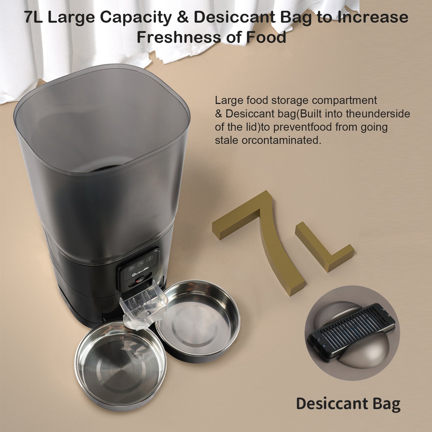 Onizoomi Smart Camera Automatic Dual Bowl Cat & Dog Feeder, 30-Cup