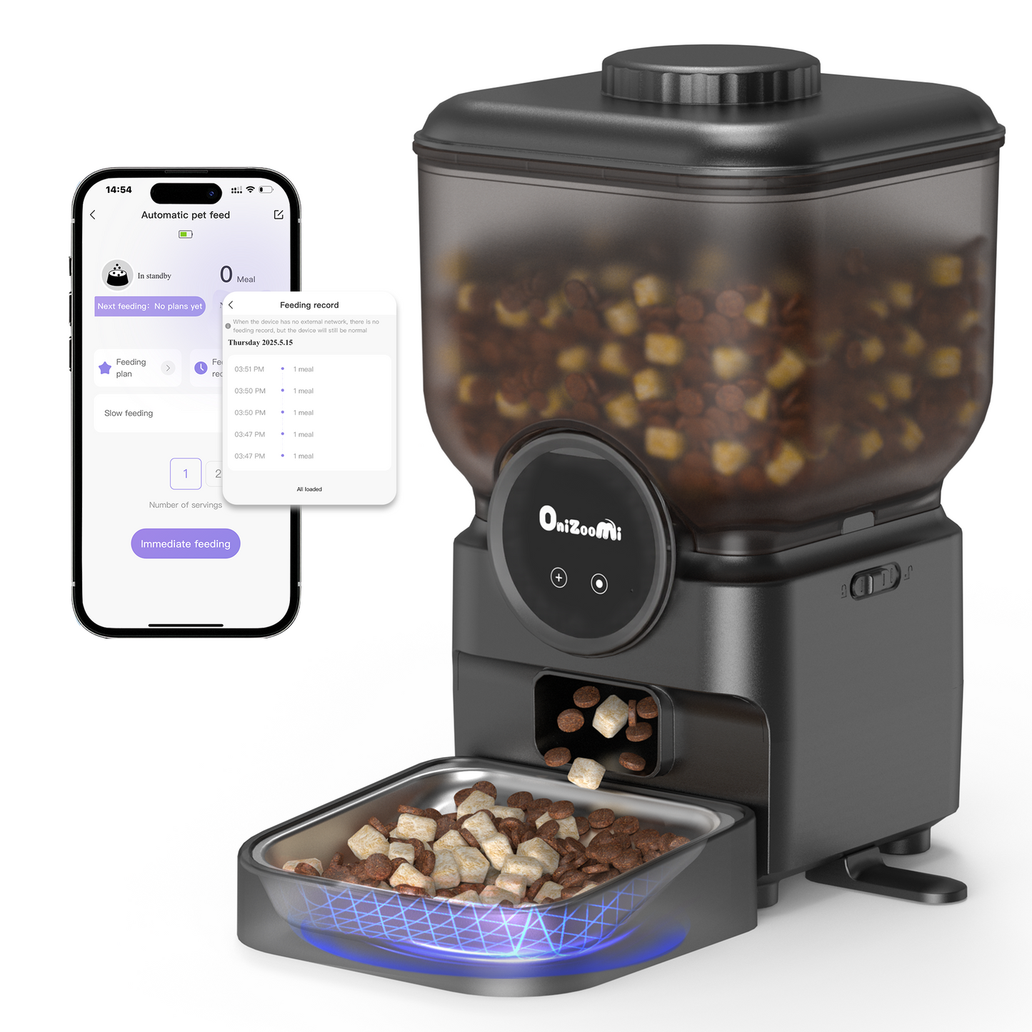 ONIZOOMI Magic Box Automatic Dog & Cat Feeder, Wi-Fi vision, 25-cup