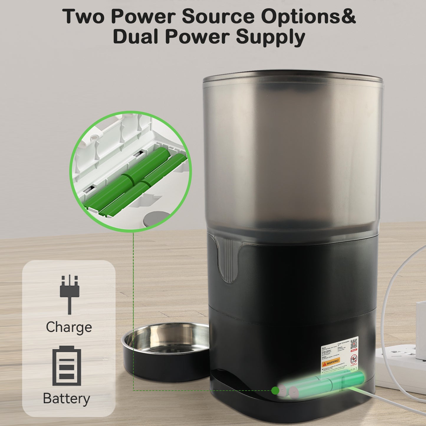 Onizoomi Smart WiFi Automatic Dual Bowl Cat & Dog Feeder, 30-Cup