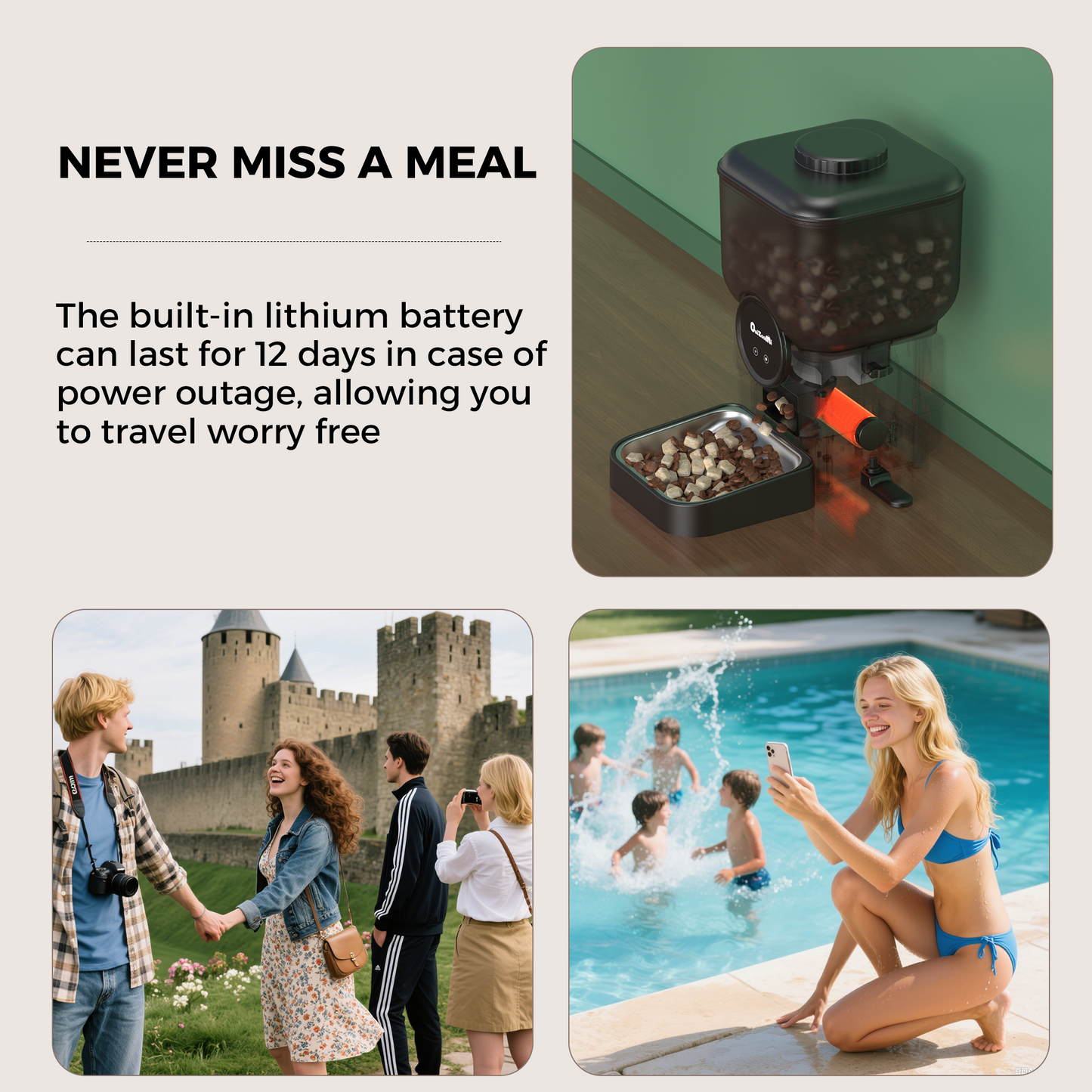 ONIZOOMI Magic Box Automatic Dog & Cat Feeder, Wi-Fi vision, 25-cup