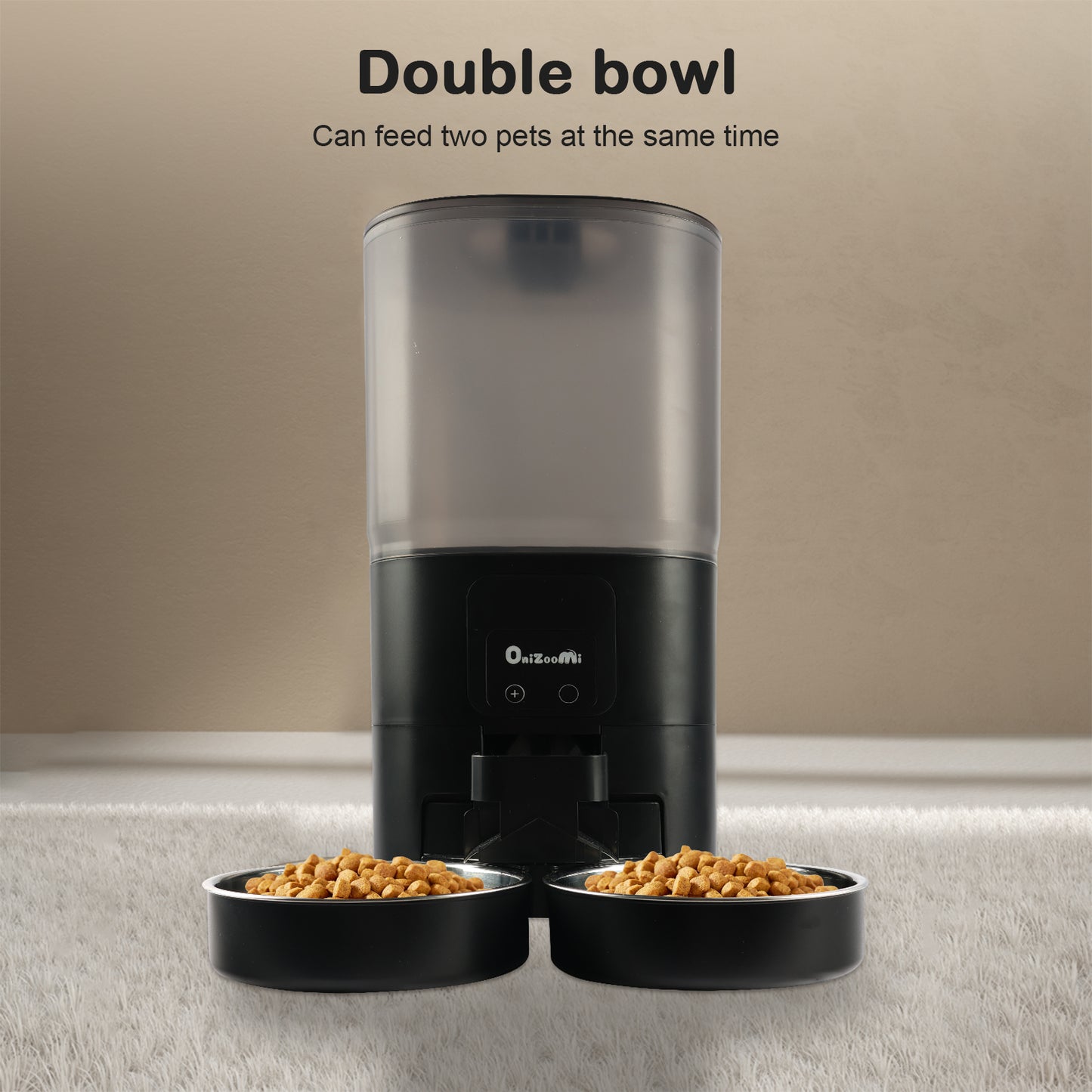 Onizoomi Smart WiFi Automatic Dual Bowl Cat & Dog Feeder, 30-Cup