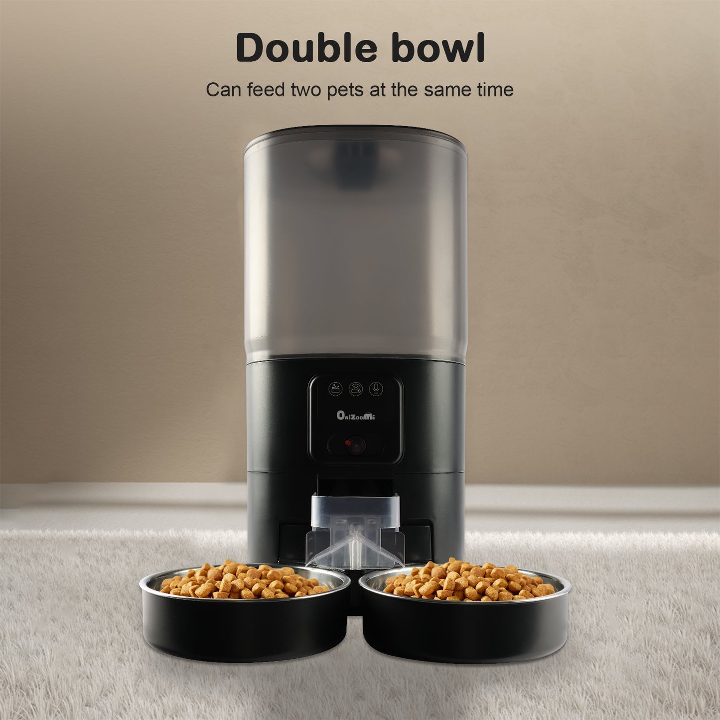 Onizoomi Smart Camera Automatic Dual Bowl Cat & Dog Feeder, 30-Cup